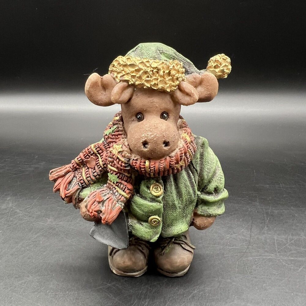 Jubilee Giftware Christmas Moose Hat Scarf Pet Figurine 5" Glitter